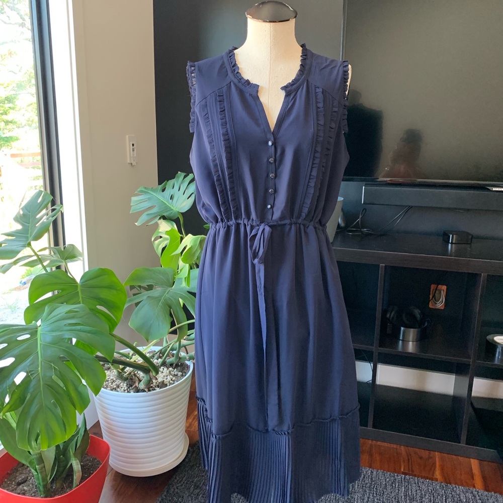 A New Day Navy Blue Pleated Dress size L